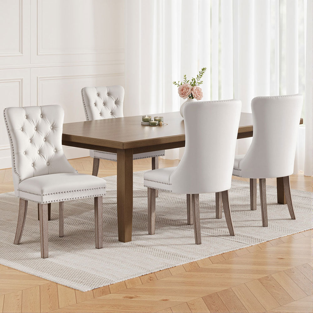 1 Set of 4 Artiss Dining Chairs Beige Velvet