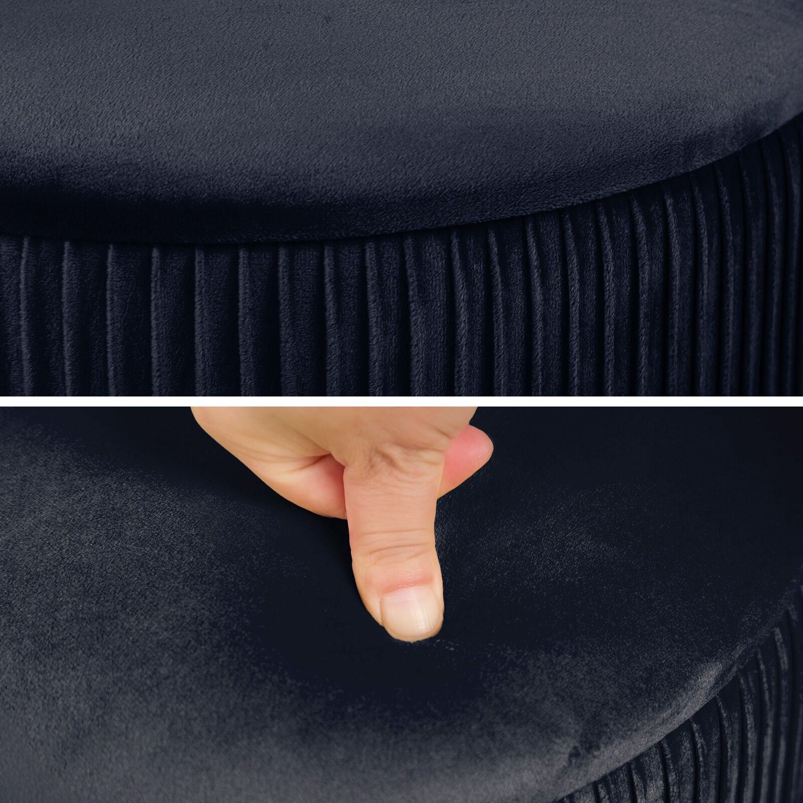 2X Side Table Storage Ottoman - Velvet Stool MIRA Black