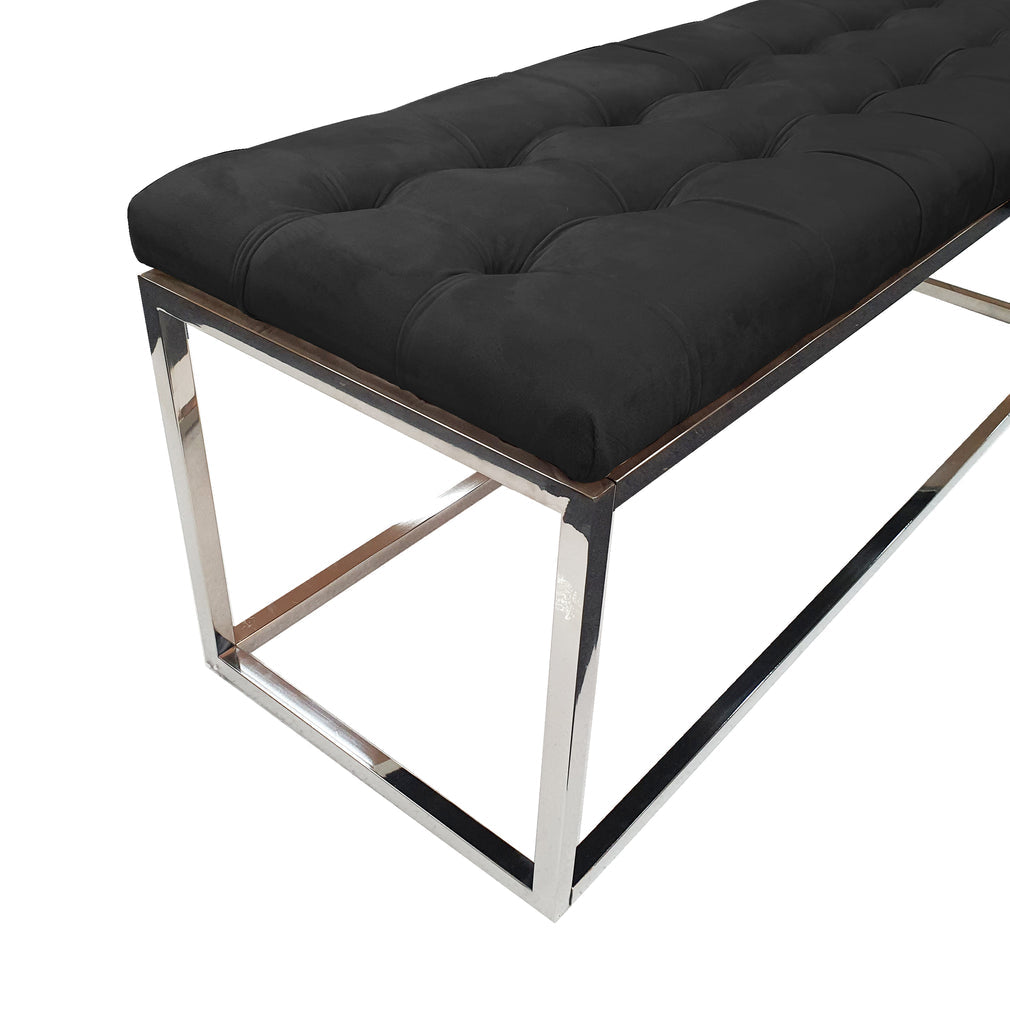 Holly Ottoman Silver Base - Black Seat