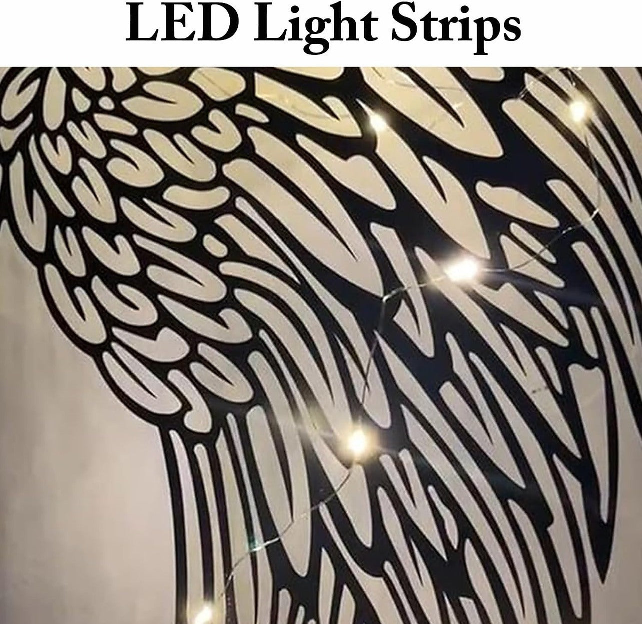 LED Angel Wing Metal Wall Art Wrought Iron Wings Sculpture Fairy Lights