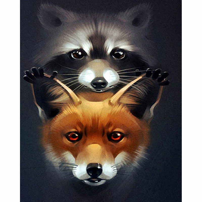 5D Diamond Painting Of Raccoon And Fox