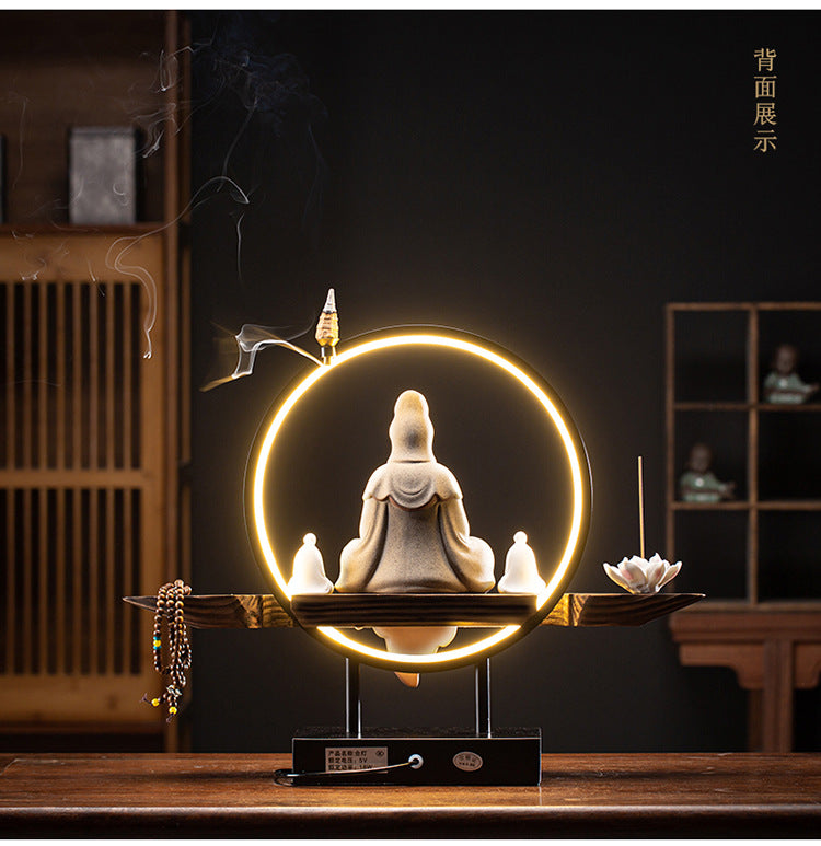 Zen Avalokitesvara Buddha Ceramic Lamp Ring Ornaments Home Decoration Arts And Crafts