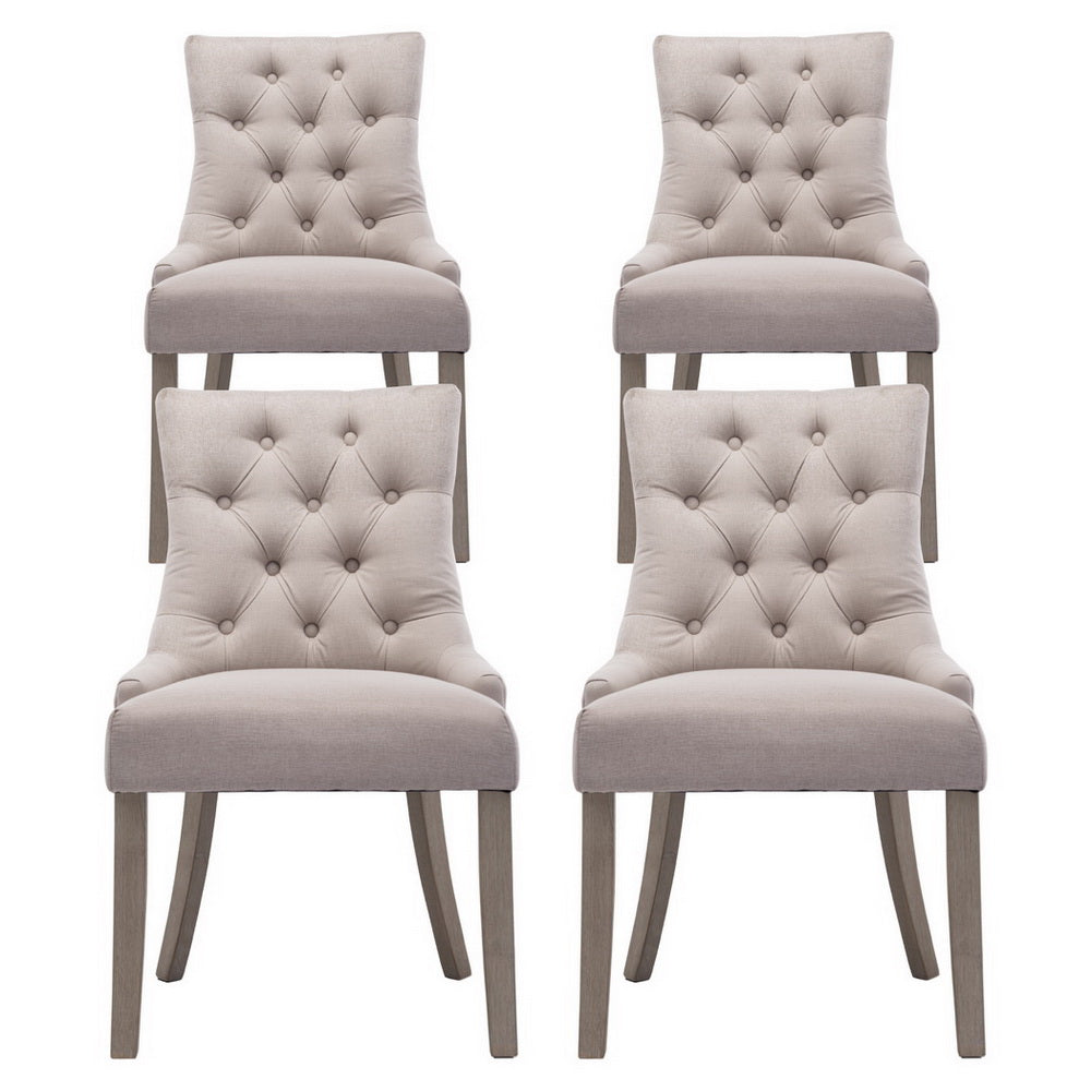 Artiss Dining Chairs Set of 4 Linen French Provincial Beige