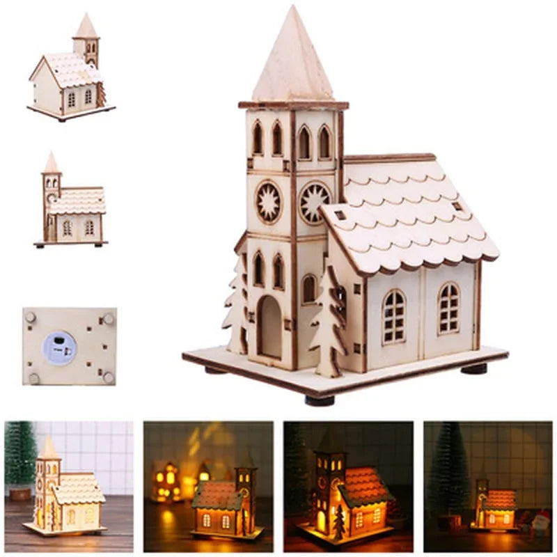 Festival LED Light Wooden House - Christmas Tree Decoration, DIY Gift, Window Decoration, Home & Holiday Decor