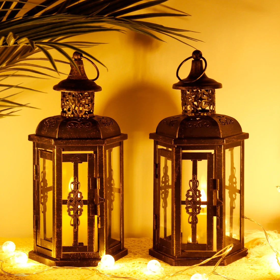 Vintage Nordic Candle Holder Lanterns - Aesthetic Hanging Lantern Iron Lantern Black Home Decor Wedding Room Decoration