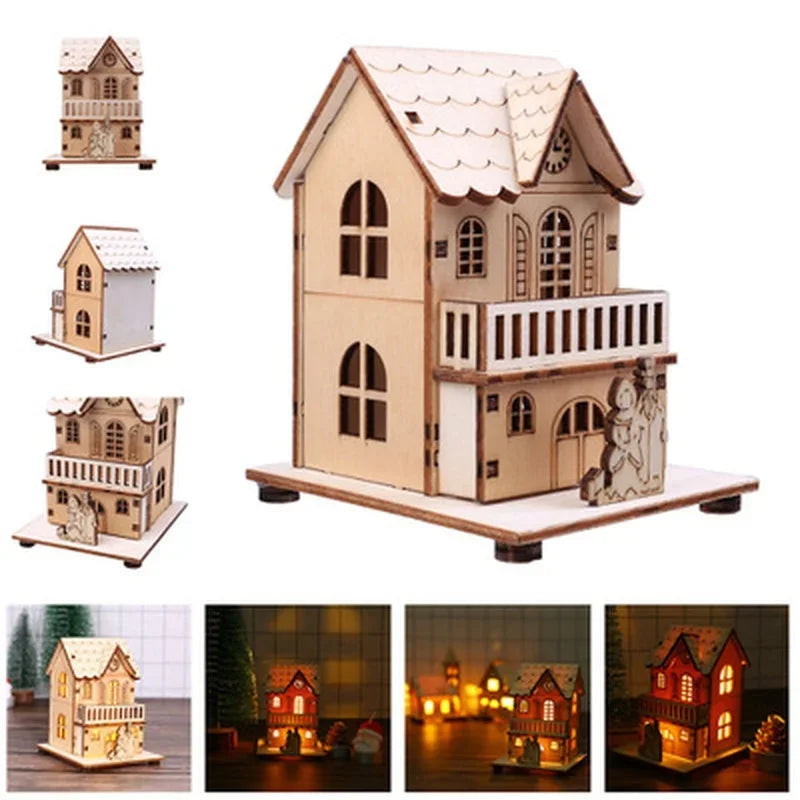 Festival LED Light Wooden House - Christmas Tree Decoration, DIY Gift, Window Decoration, Home & Holiday Decor