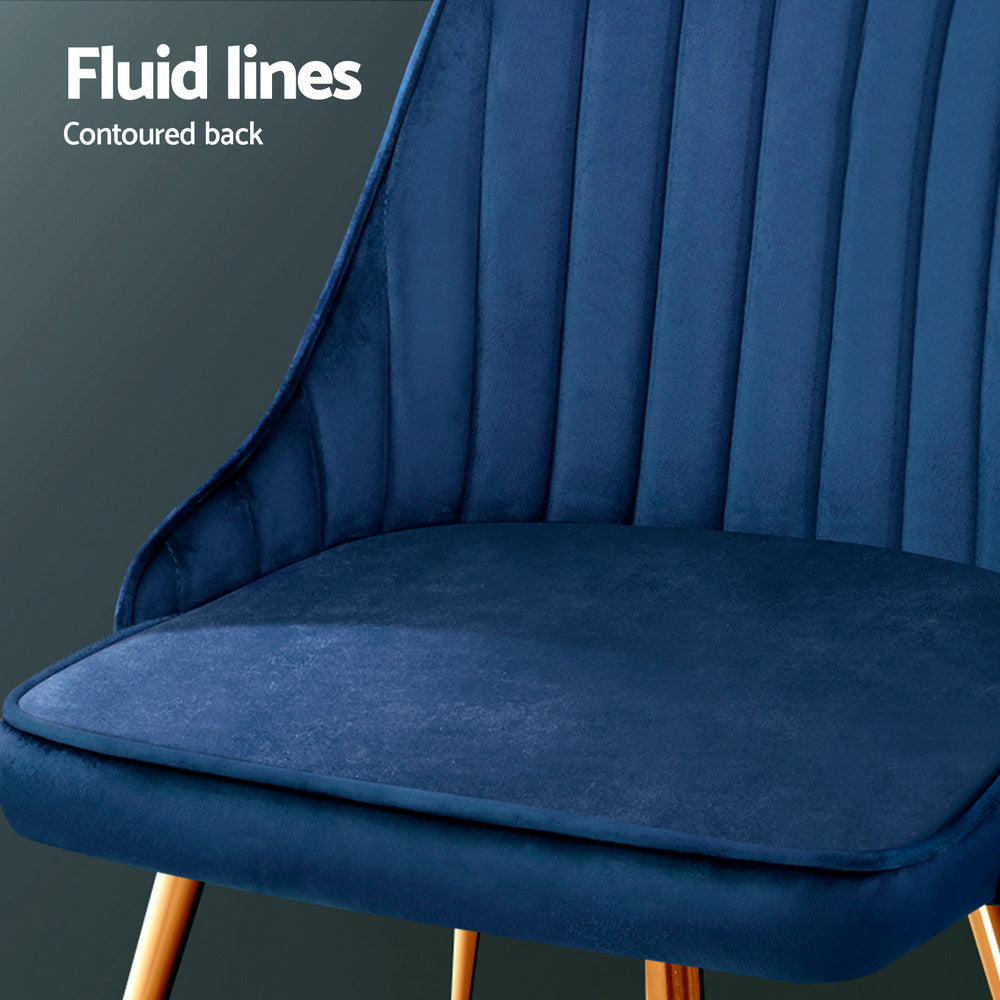 Artiss Dining Chairs Set of 4 Velvet Channel Tufted Blue