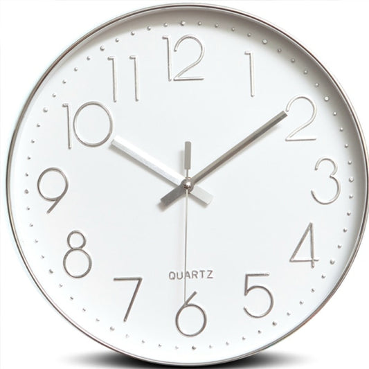 Minimalist Wall Clock (Silver), 30 cm (12 inches) Modern Silent Wall Clock, Silent Quartz Movement