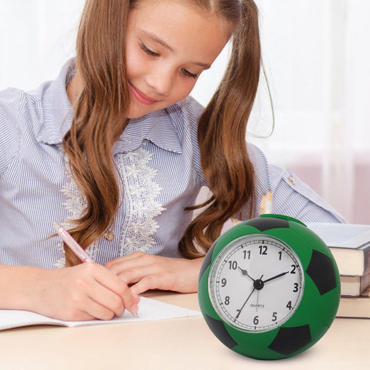 Football Alarm Clock - Silent - Non-ticking Desk Clock | Kids Bedside Clock | Cute football design, easy-to-read analog display, perfect for kids' bedrooms, great birthday gift for boys and girls - vegetable
