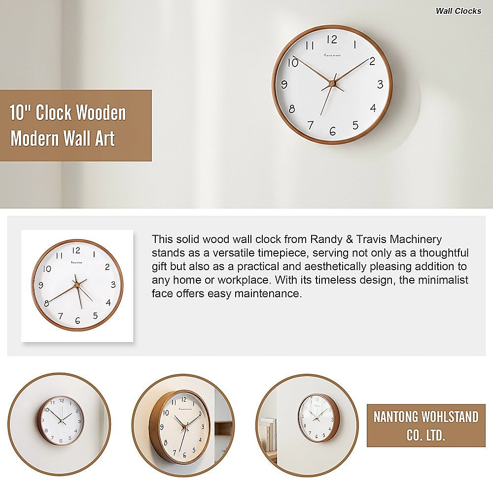 10" Clock Wooden Modern Wall Art
