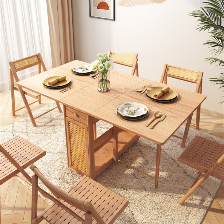 Home Multifunctional Rattan Log Folding Dining Table