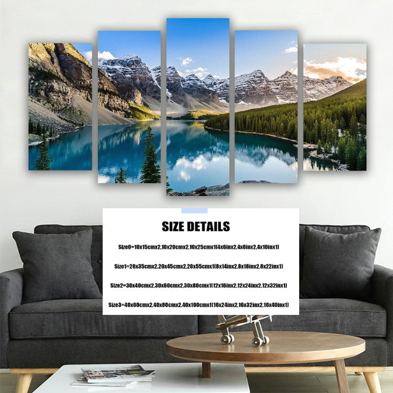5 Piece Canvas Wall Arts Moraine Lake And Mountain Living Room Modular Modern Picture Home Decor